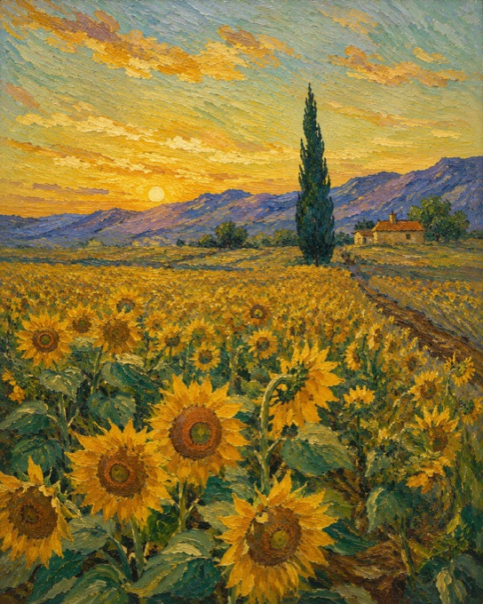 Field of Sunflowers, July