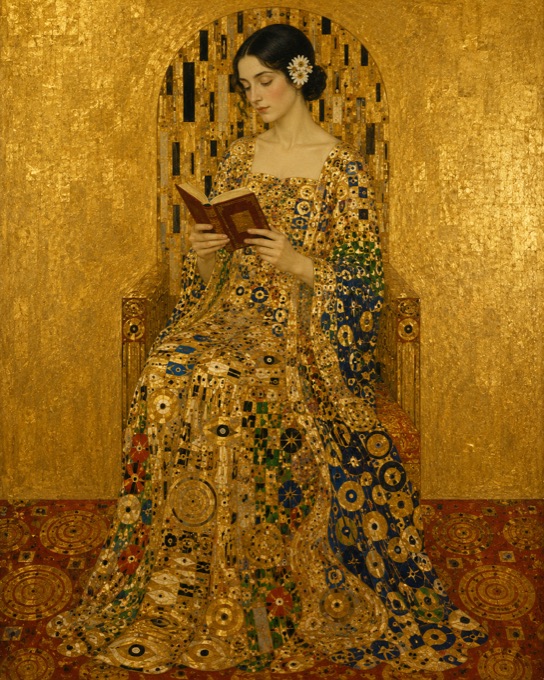 The Reading Lady in Gold