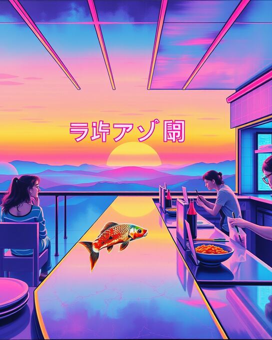 Retro‑Futurist Sushi Bar