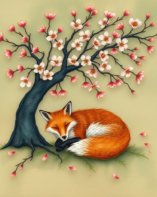 Crimson Whisper Among Blossoms