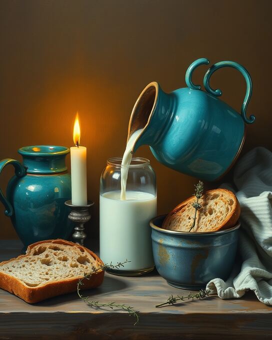Turquoise Jug and Iron Urn