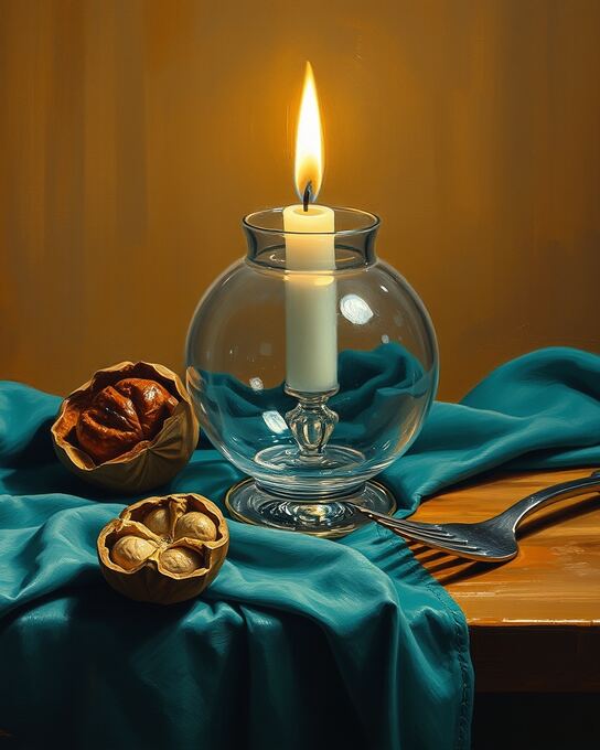 Glass Orb and Velvet Drapes