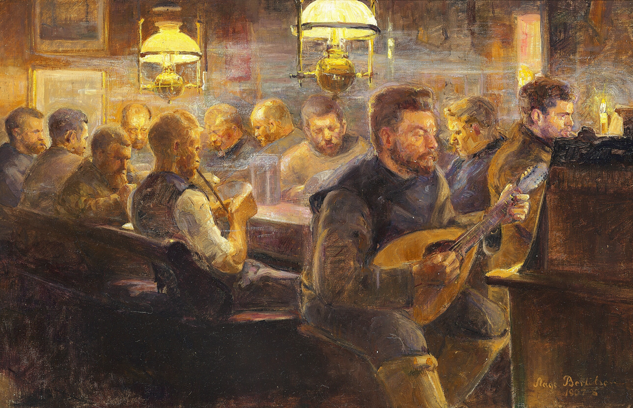 Evening in the mess. by Aage Bertelsen