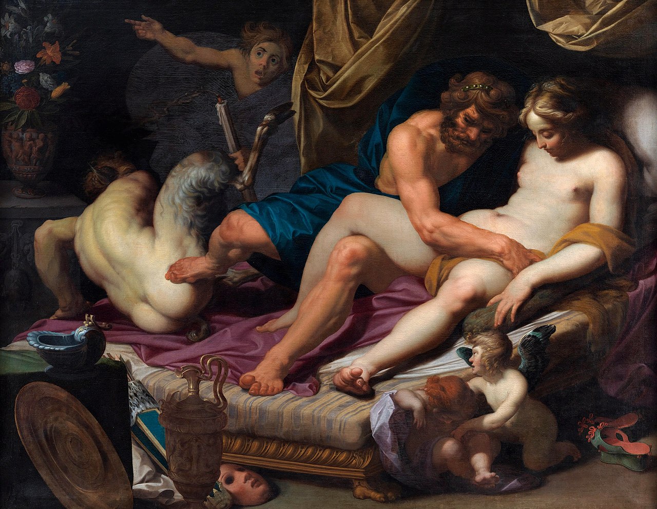 Hercules Kicking Faunus out of Omfale's Bed by Abraham Bloemaert