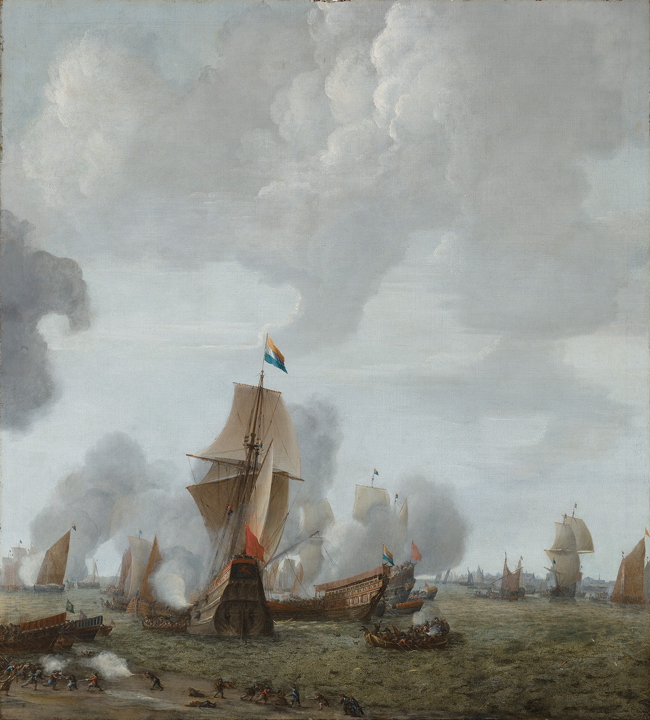 The Battle of the "Slaak", 1633, right panel by Abraham de Verwer