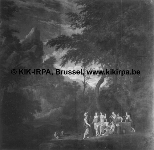 Minerva and the Muses in a Landscape by Abraham Genoels