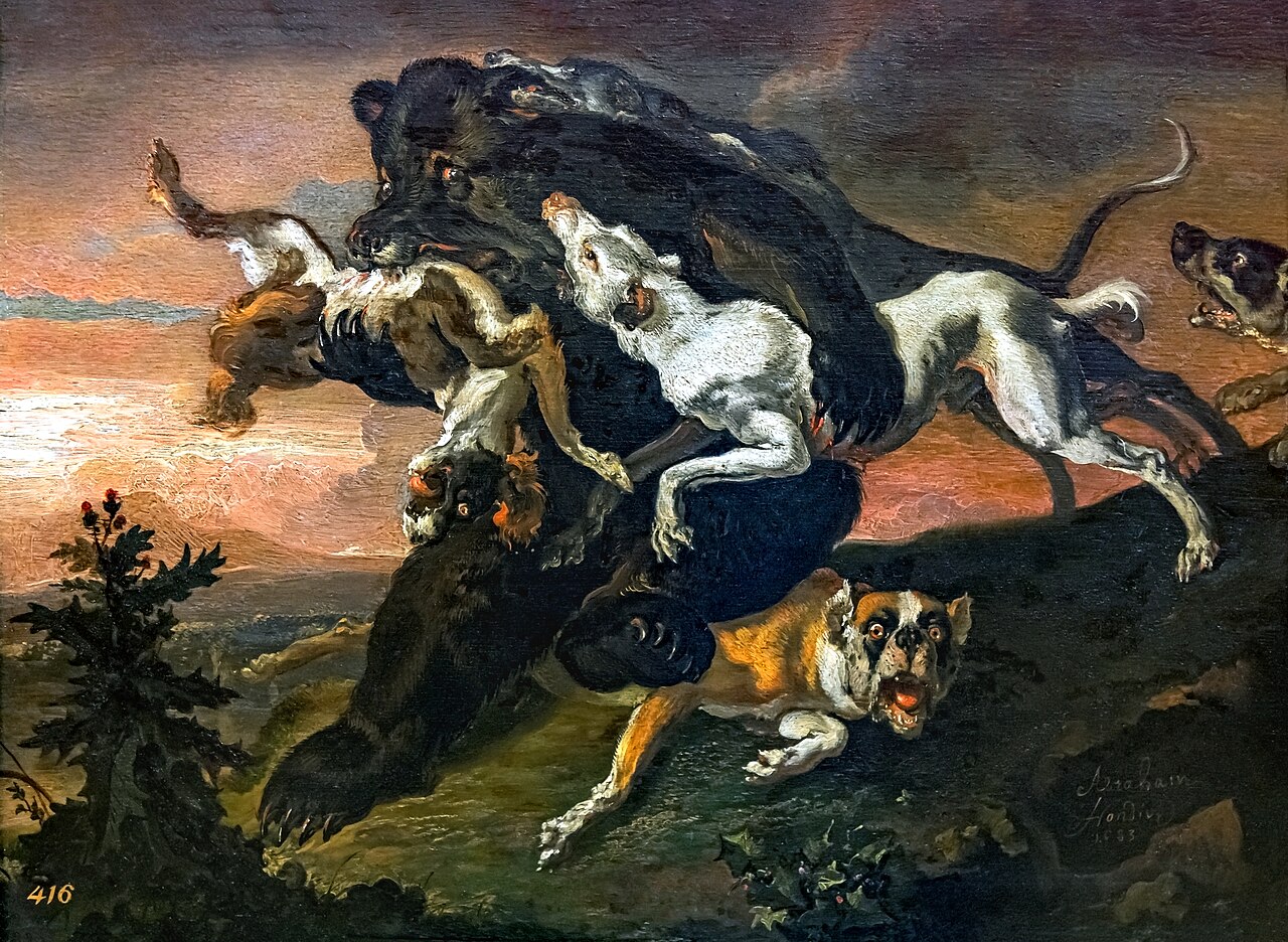 Bear hunting by Abraham Hondius