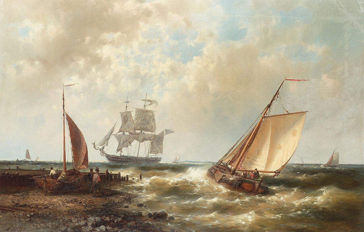 Running out to meet the new arrival offshore by Abraham Hulk Senior