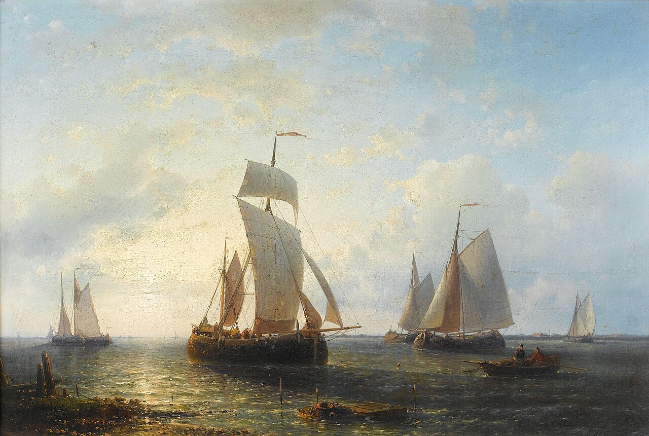 Shipping at sunset by Abraham Hulk Senior