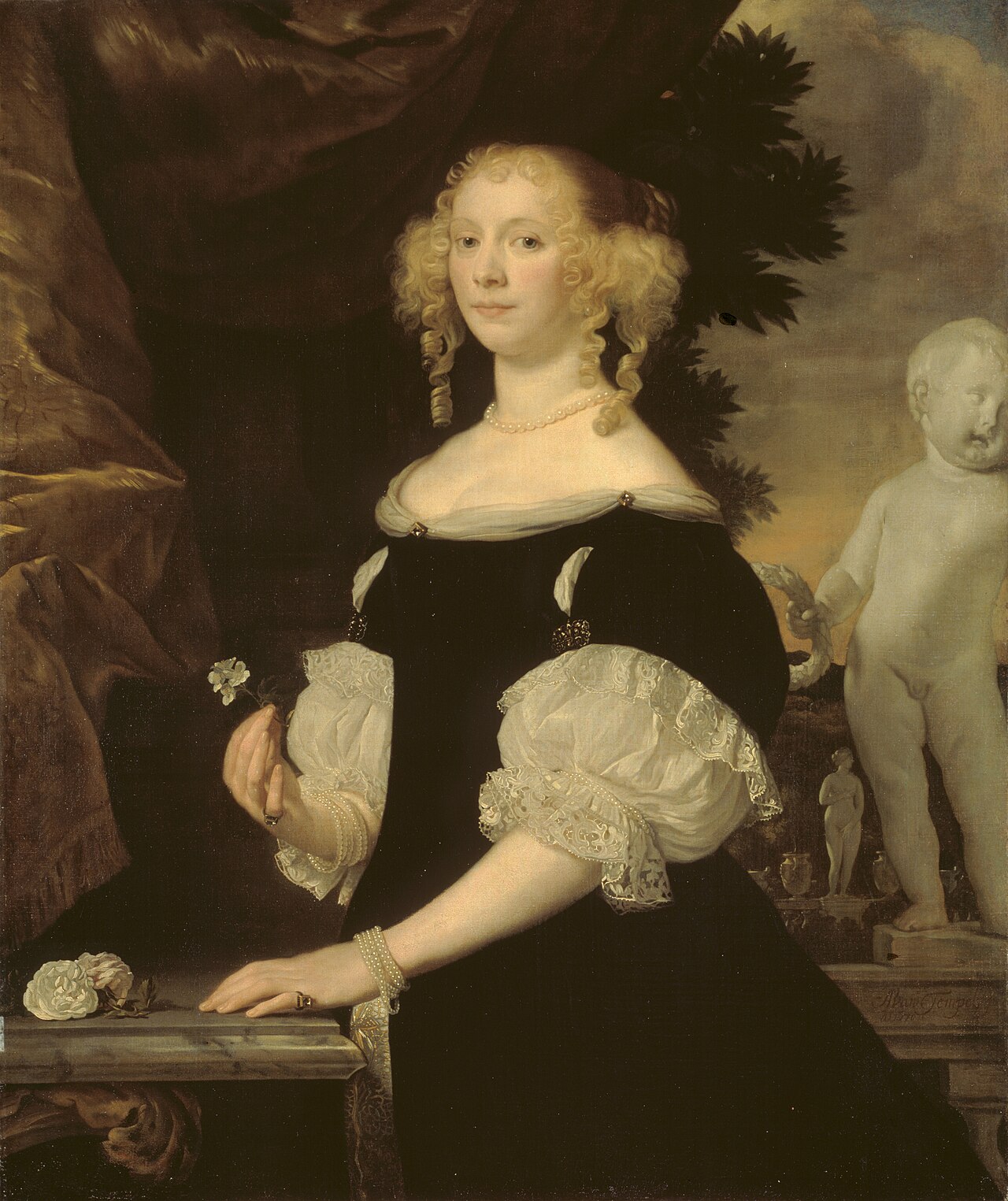 Portrait of a Lady in Black by Abraham Lambertsz van den Tempel