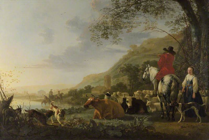 A Hilly Landscape with Figures by Abraham van Calraet