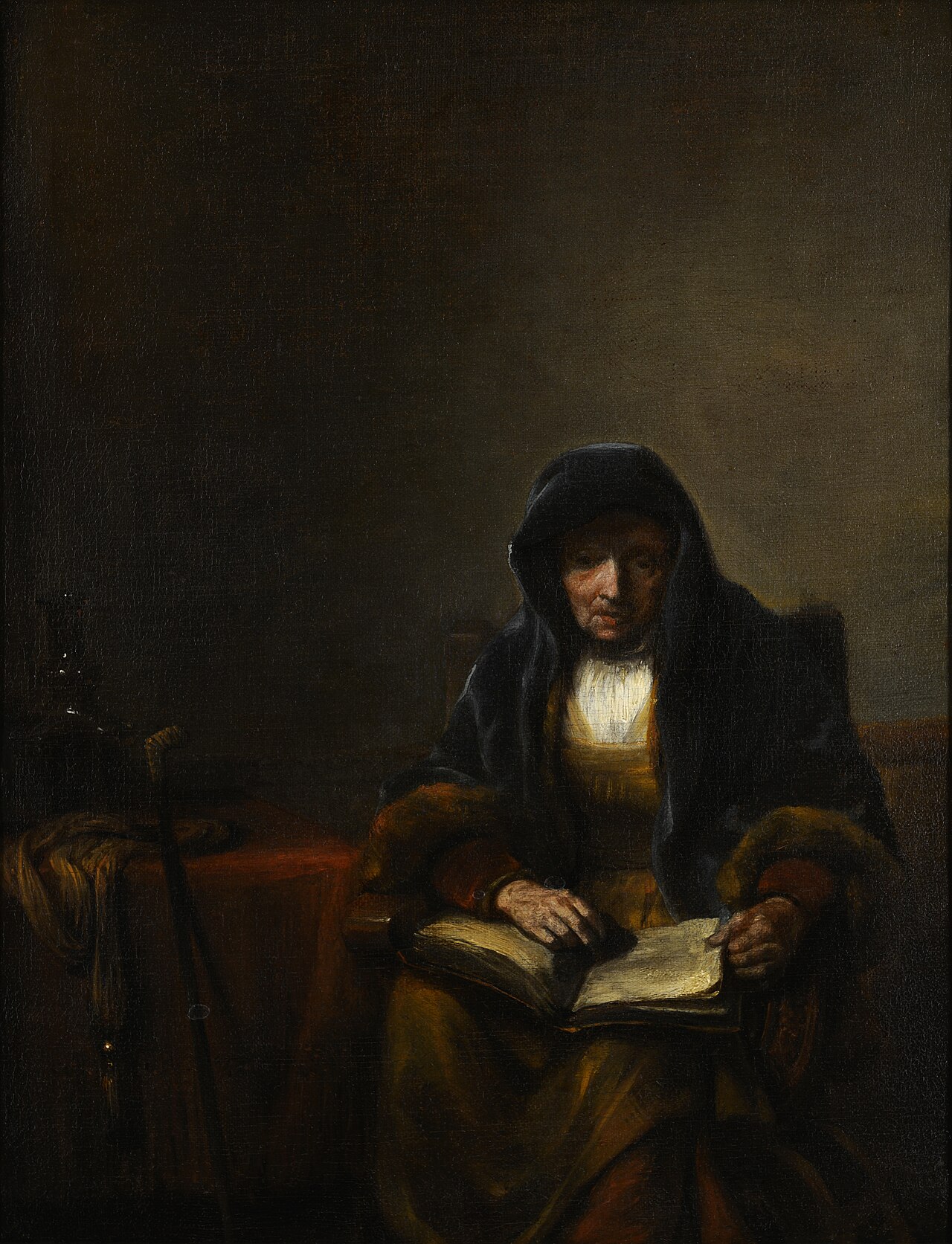 Old woman with a book by Abraham van Dijck