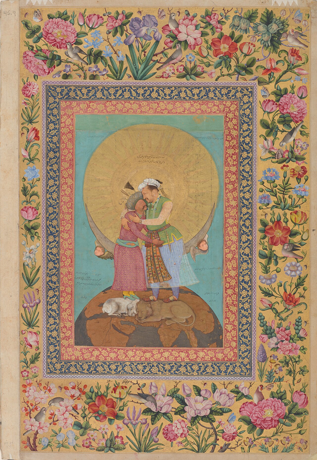 Emperor Jahangir Embraces Shah Abbas by Abu al-Hasan