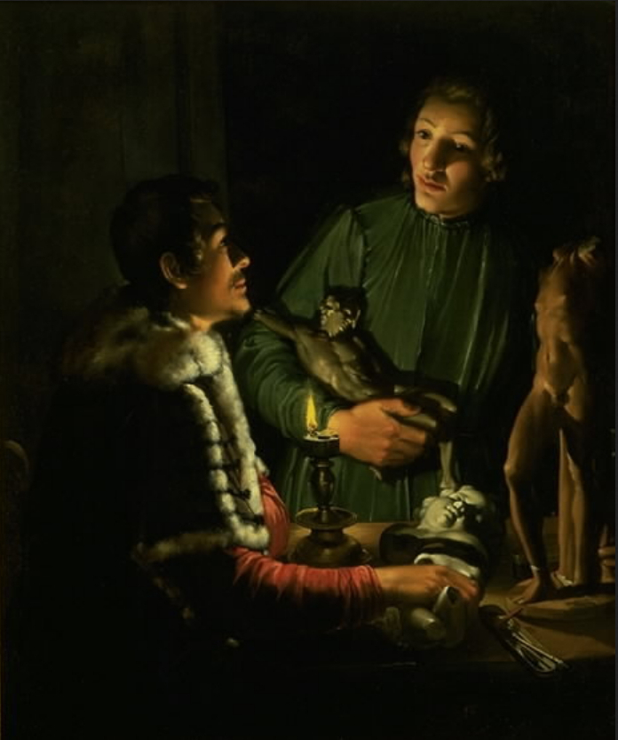 Two Sculptors at Night in Rome. Double Portrait of Francois Duquesnoy and Georg Petel by Adam de Coster