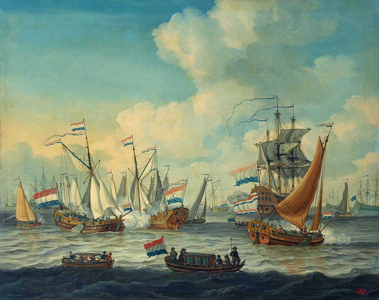 Fleet Manoeuvres Performed in the Usselmeer for Peter I During His Visit to Amsterdam by Adam Silo