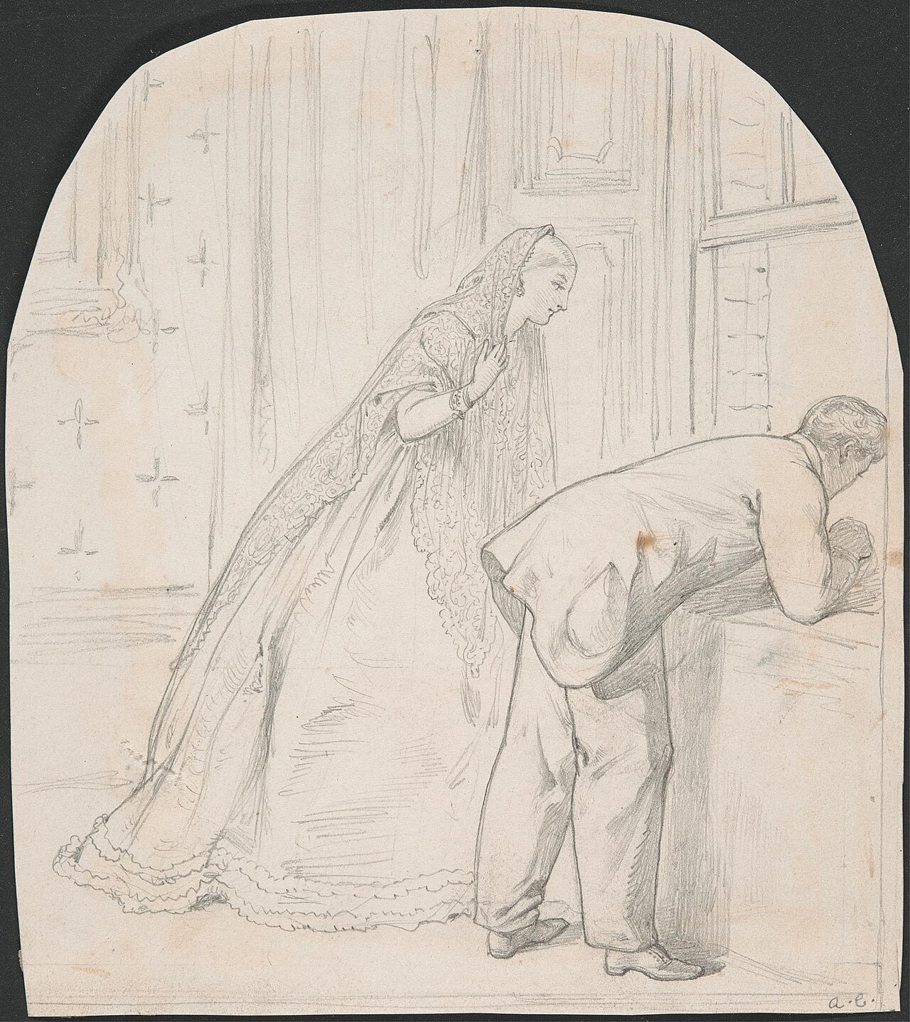 Couple Staring out of Window by Adelaide Claxton