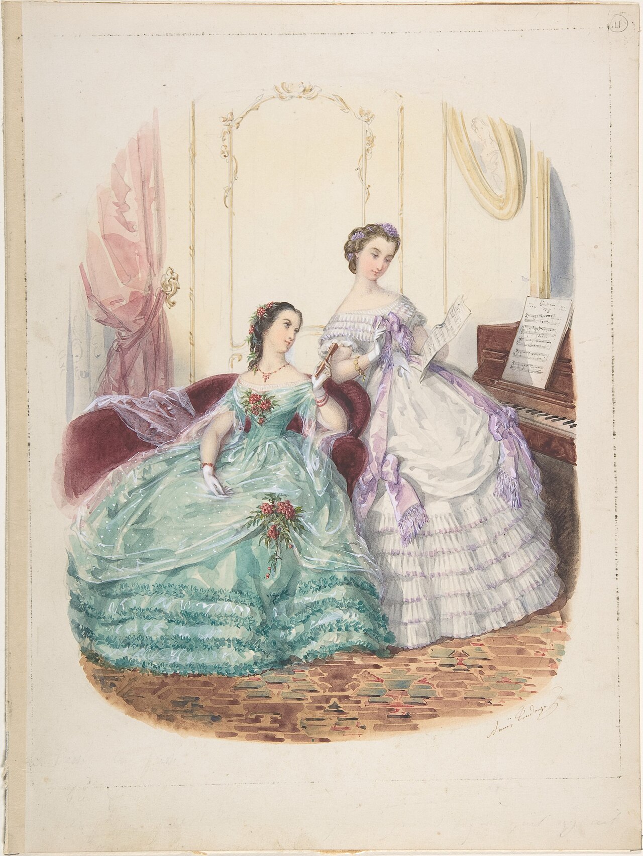 Fashion Study: Two Women in Evening Dress by Adele-Anais Toudouze
