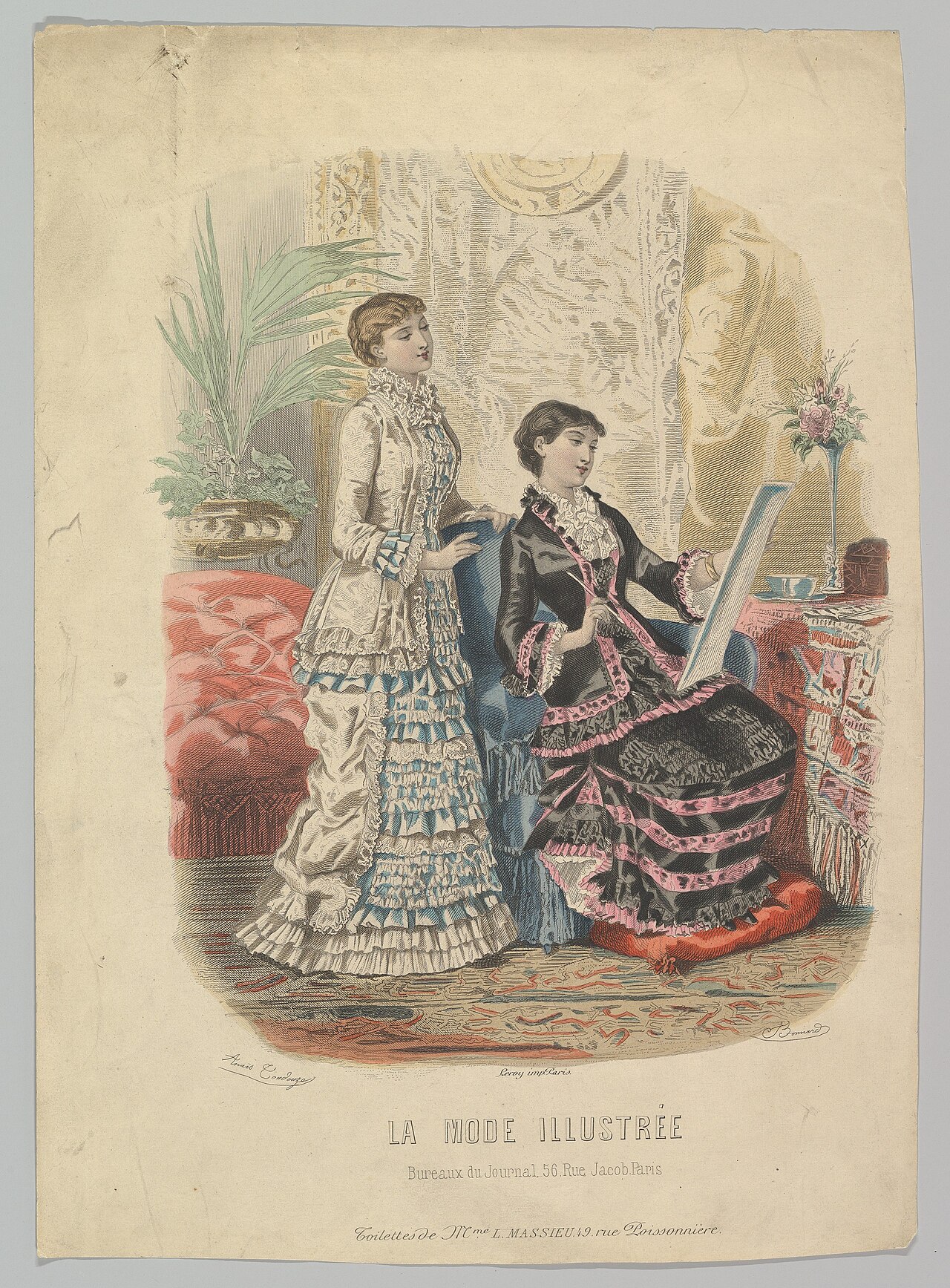 Toilettes de Mme. L. Massieu, from La Mode Illustrée by Adele-Anais Toudouze