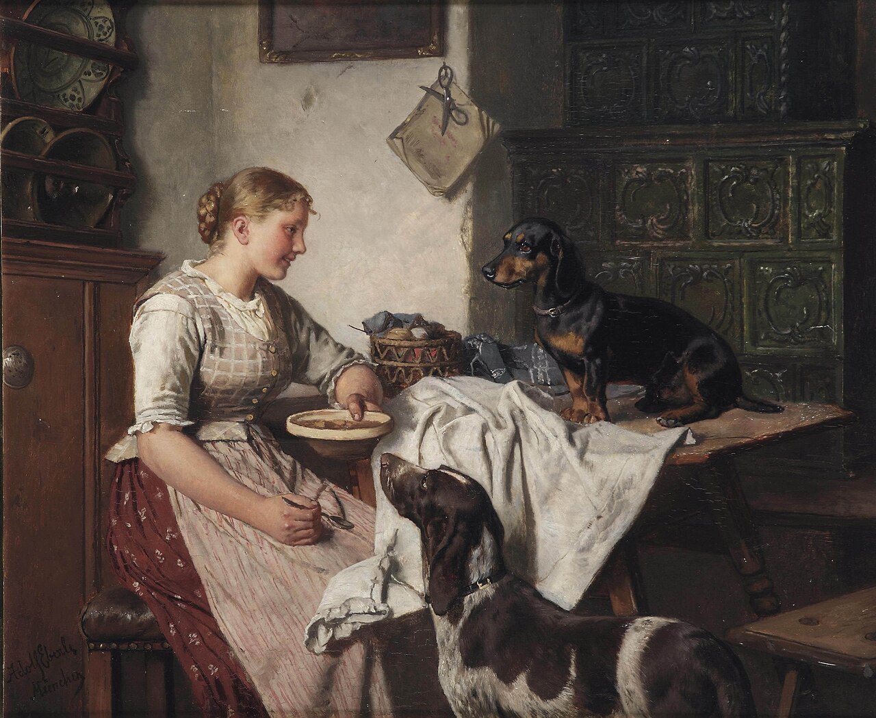 Feeding the dogs by Adolf Eberle