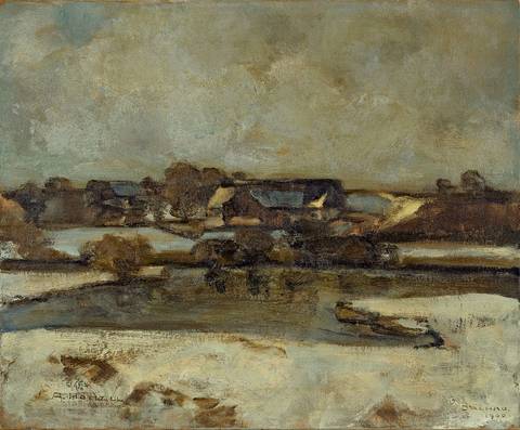 Winter landscape by Adolf Hölzel