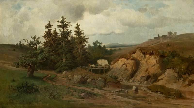 Scenery with a Wooden Bridge by Adolf Kosárek