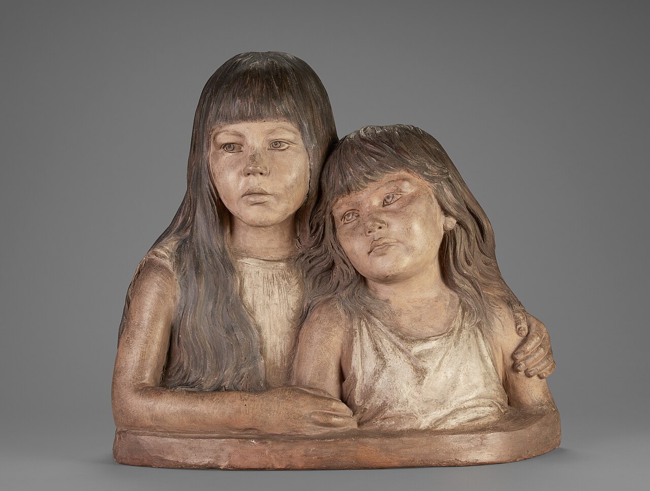 Double Portrait of the Artist's Daughters by Adolf von Hildebrand