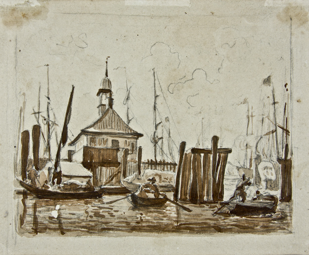 The ''Blockhaus'' (Guardhouse) in Hamburg Harbour circa 1840 by Adolph Friedrich Vollmer