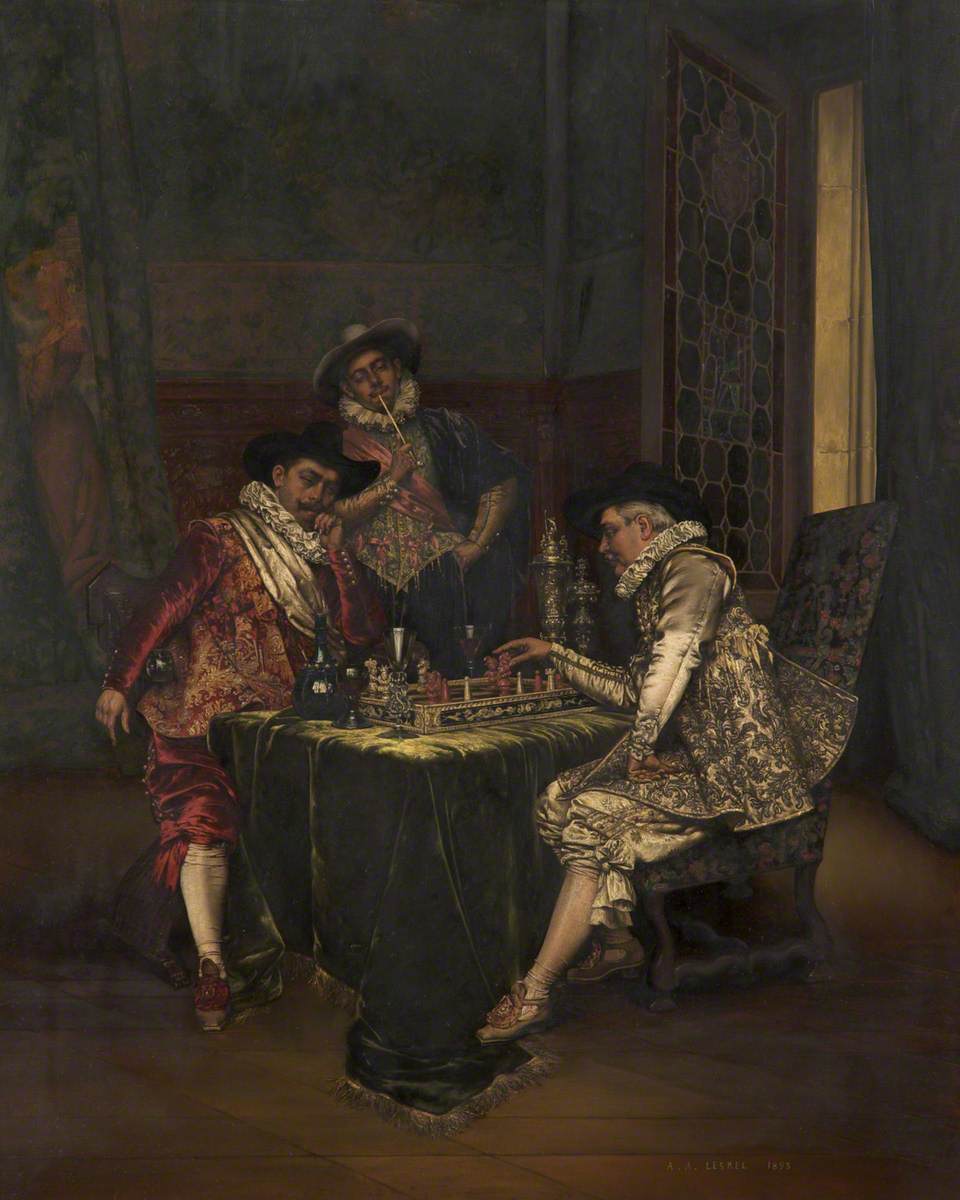 Cavaliers Playing Chess by Adolphe Alexandre Lesrel