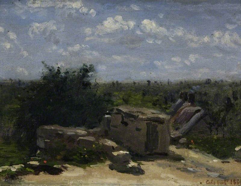 The well in the rue Montlaville, Orrouy, viewed from the west by Adolphe-Félix Cals