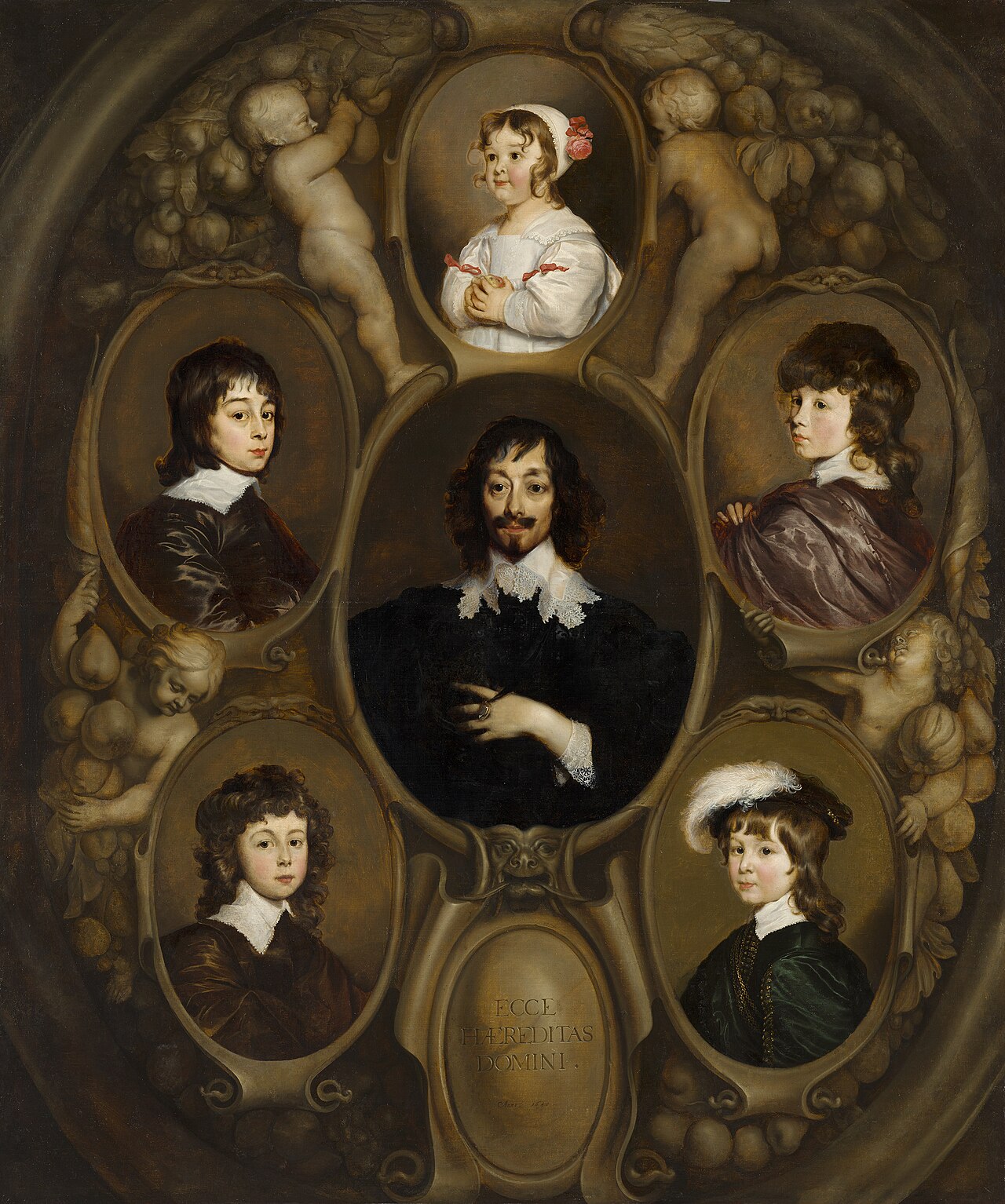 Portrait of Constantijn Huygens (1596-1687) and his Five Children by Adriaen Hanneman
