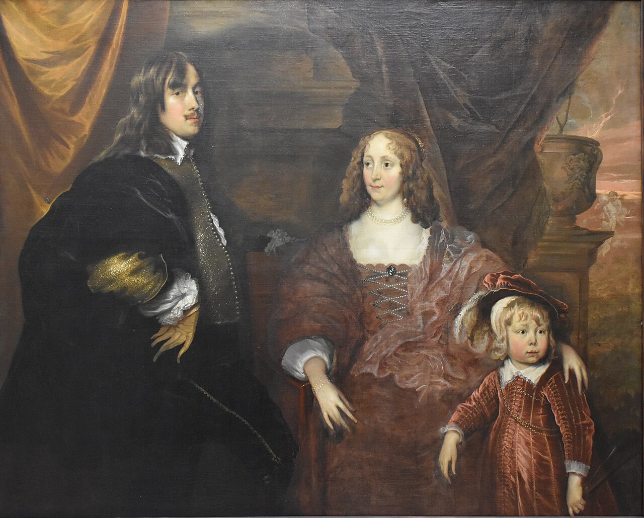 Portrait of Cornelis Janson van Ceulen (1593-1661), Elizabeth Beck (?-1670) and Cornelis Janson van Ceulen (1634-1715) by Adriaen Hanneman
