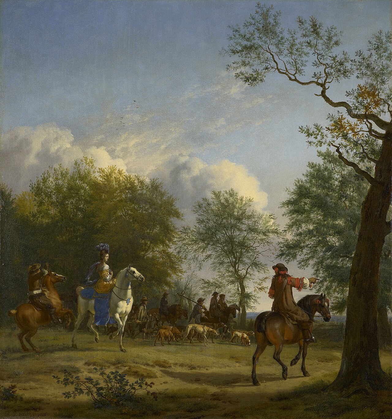 A Hawking Party Setting Out by Adriaen van de Velde