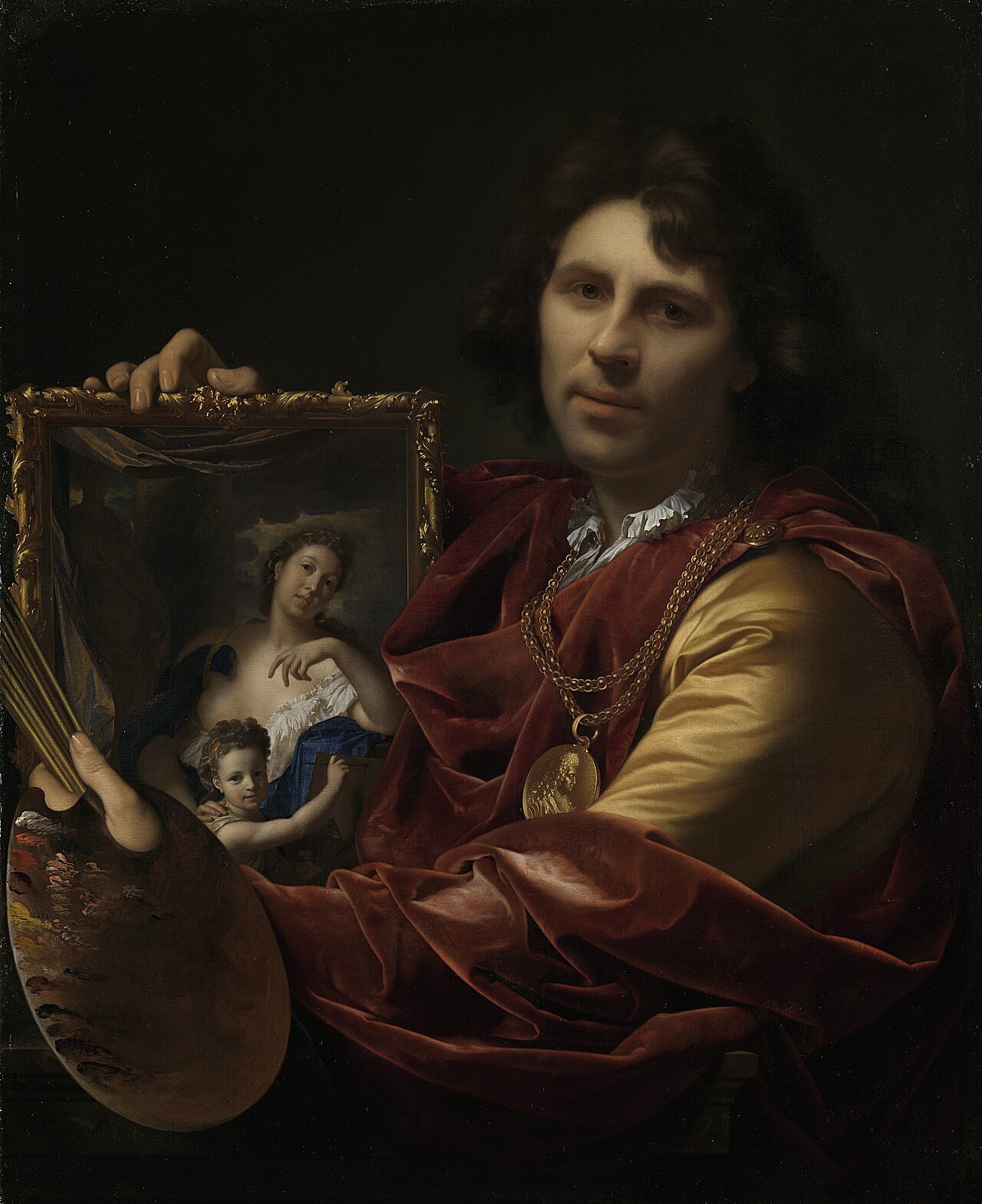 Self-portrait with the Portrait of his Wife, Margaretha van Rees, and their Daughter Maria by Adriaen van der Werff