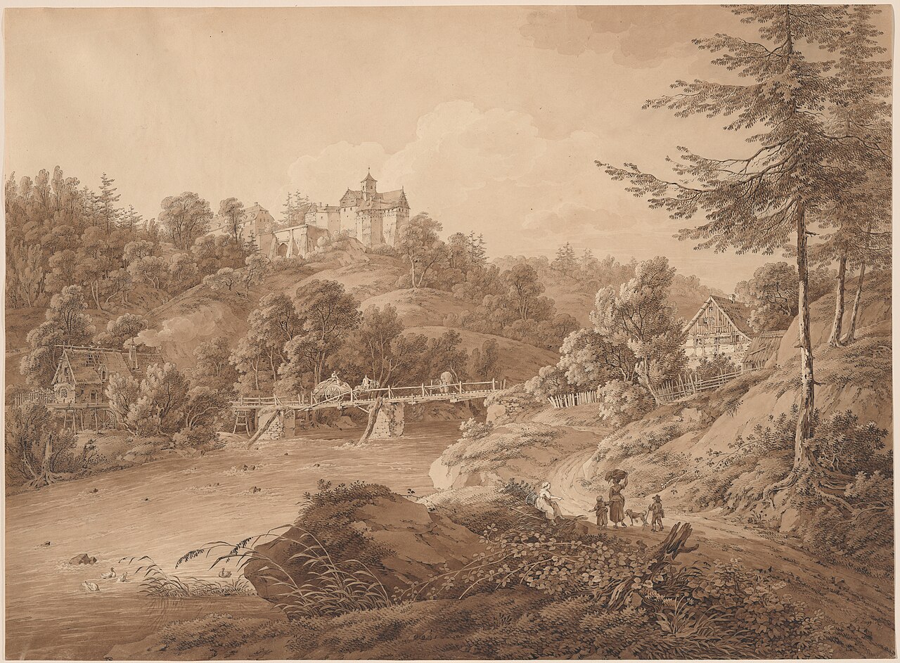 Rauenstein Castle Seen from the River's Edge by Adrian Zingg