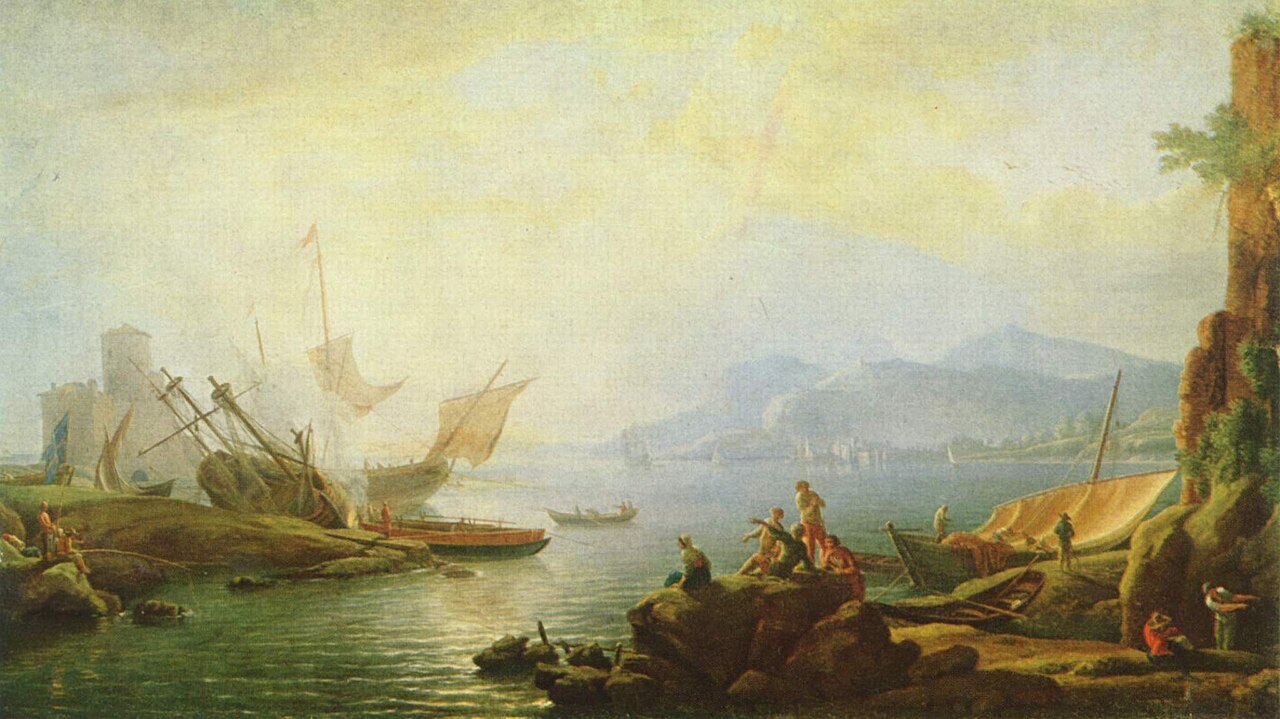 Estuary with Harbour by Adrien Manglard