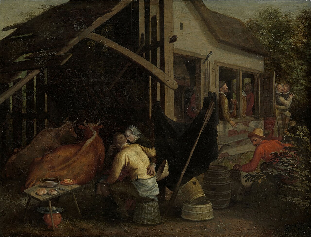 Couples making love at a country inn by Aert Pietersz