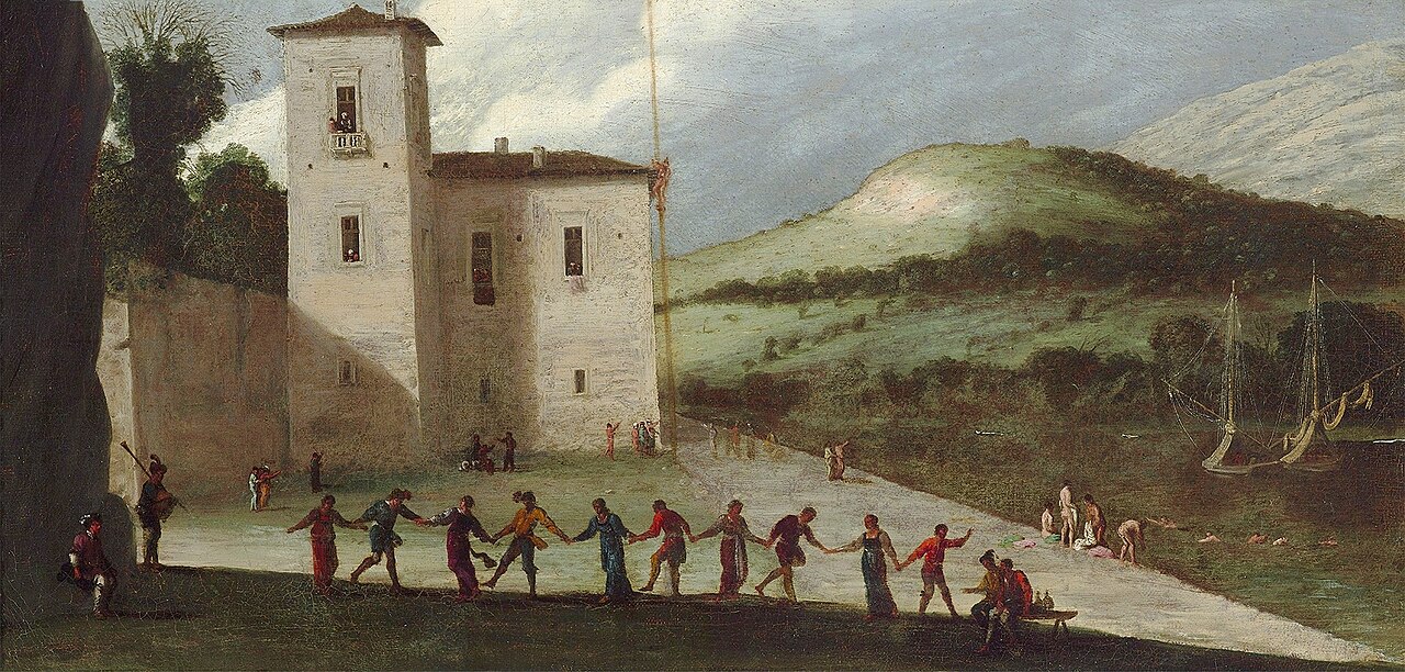 Festivities on the coast (Calendimaggio). by Agostino Tassi