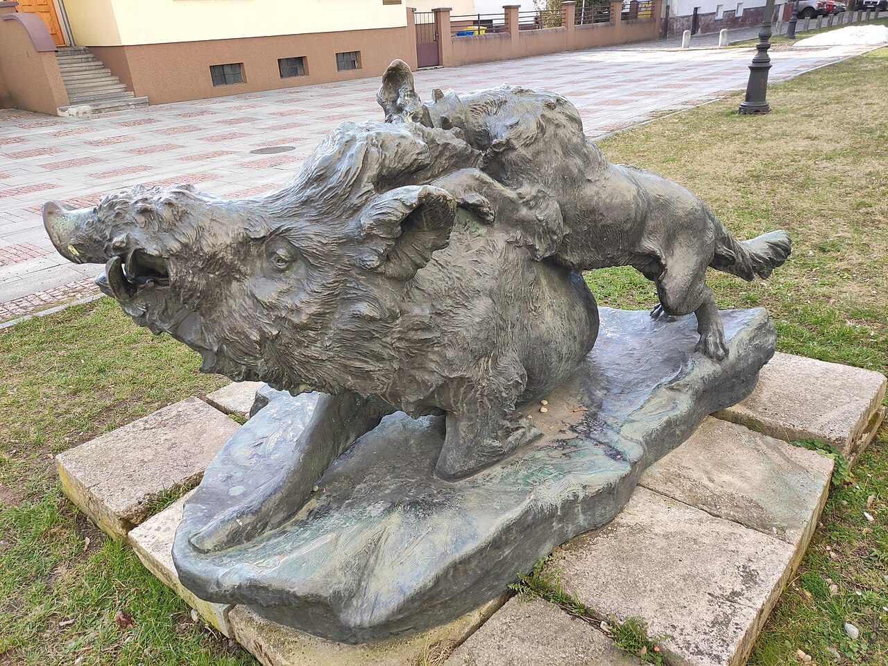 Wounded Boar by Alajos Strobl