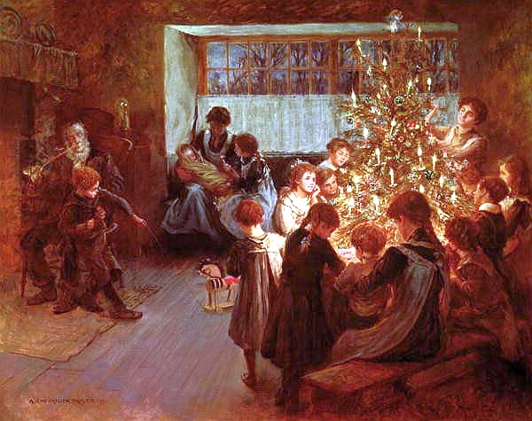 The Christmas tree by Albert Chevallier Tayler
