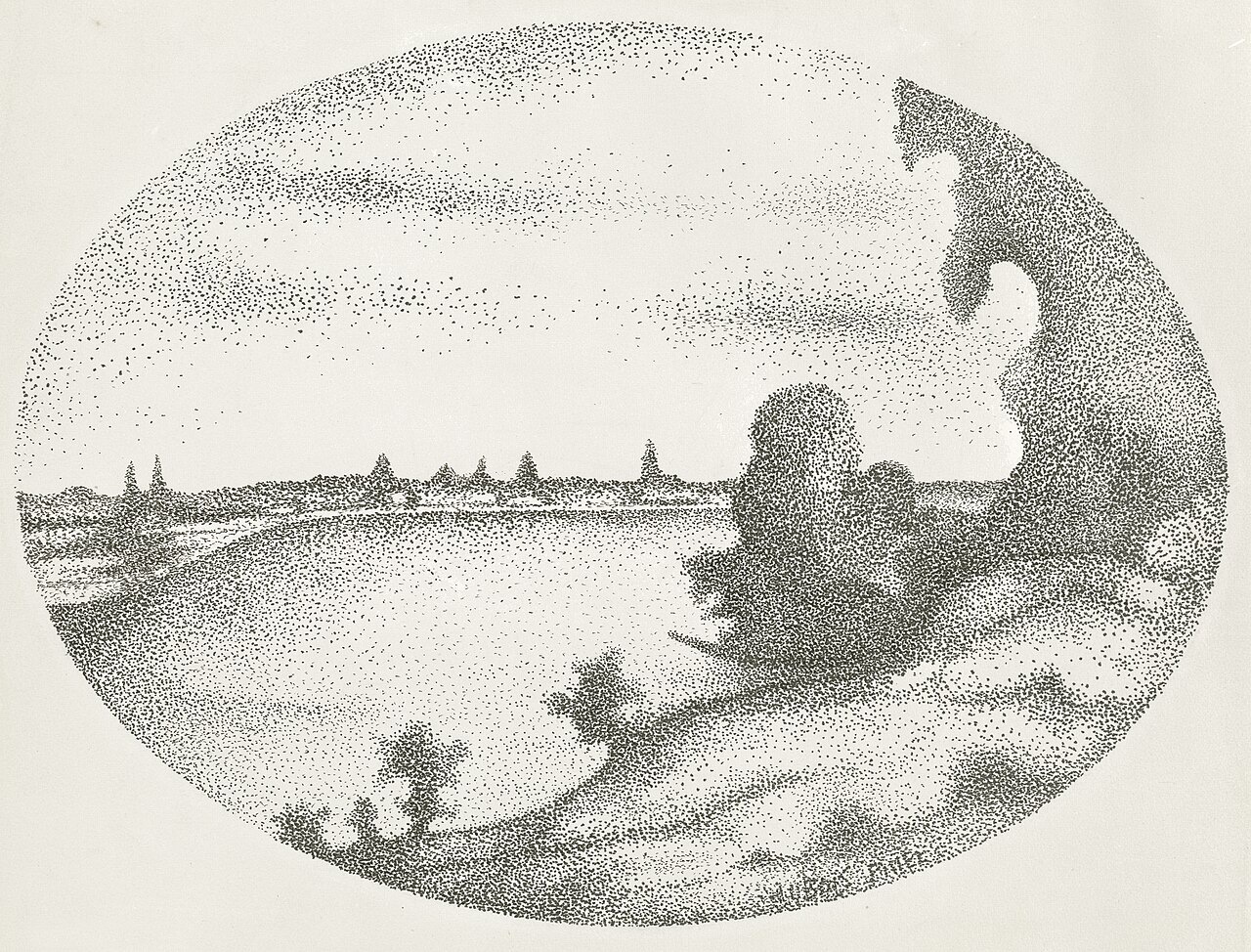 A River Landscape by Albert Dubois-Pillet