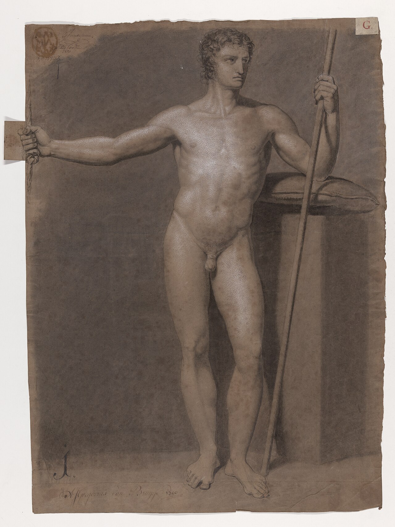 Academic life drawing study: standing male nude by Albert Gregorius