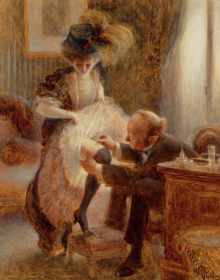 Lifting her petticoat by Albert Guillaume