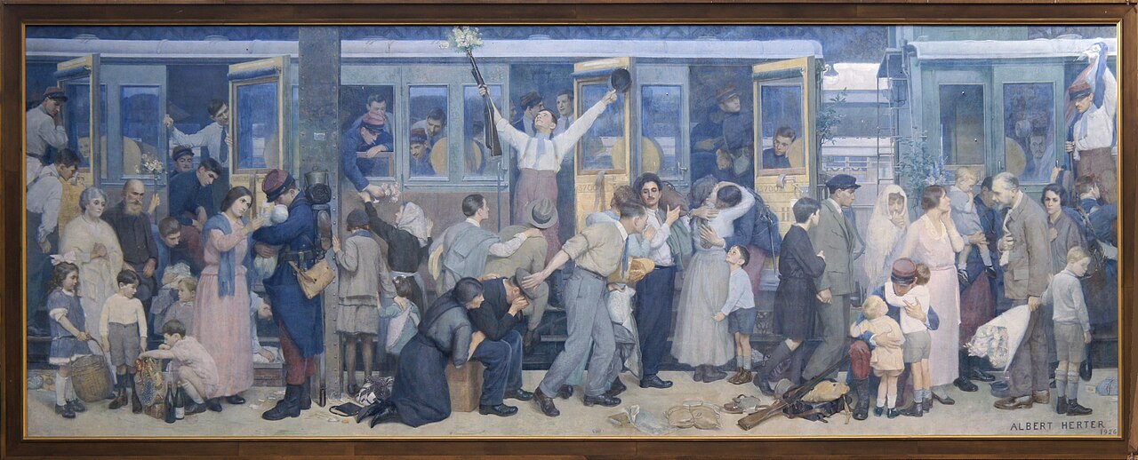 Le Départ des poilus, août 1914 by Albert Herter