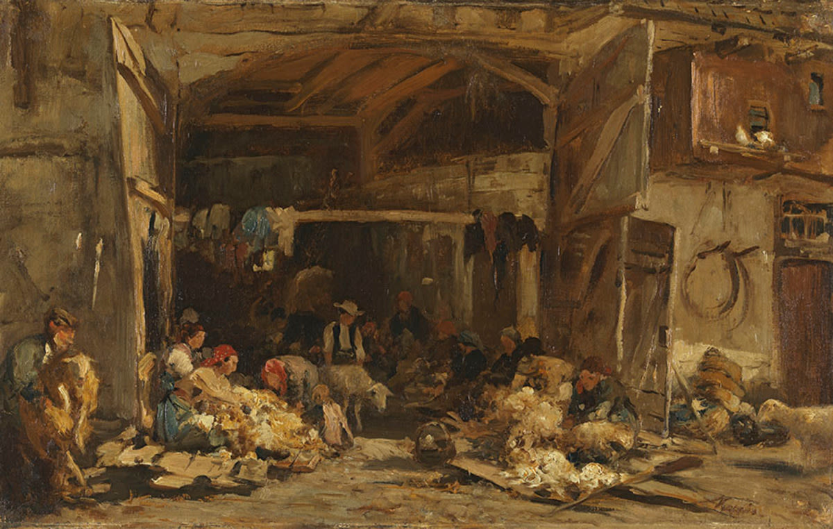 Sheep shearing by Albert Kappis