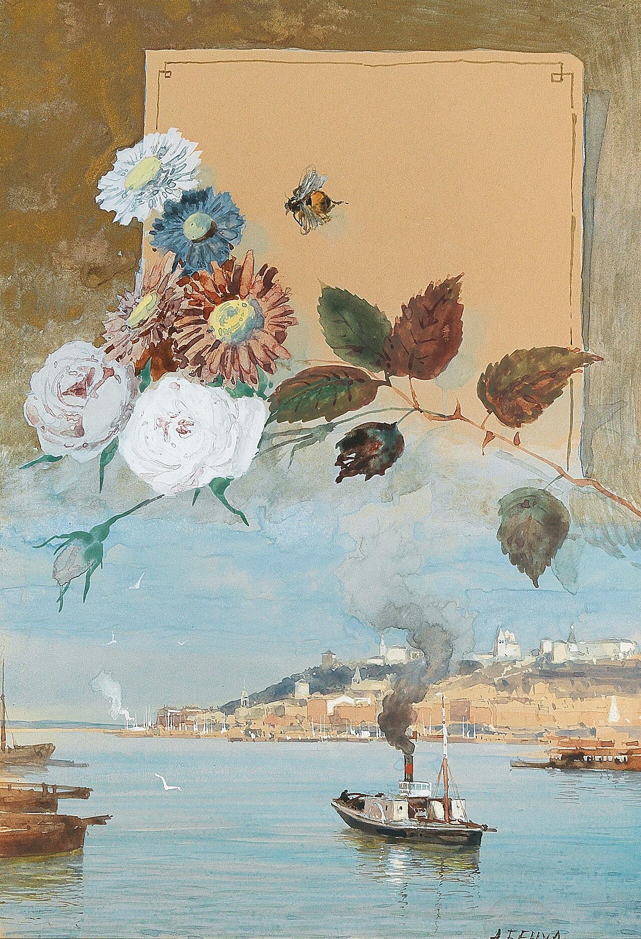 A view of Nizhny Novgorod on the River Volga by Albert Nikolayevitch Benois