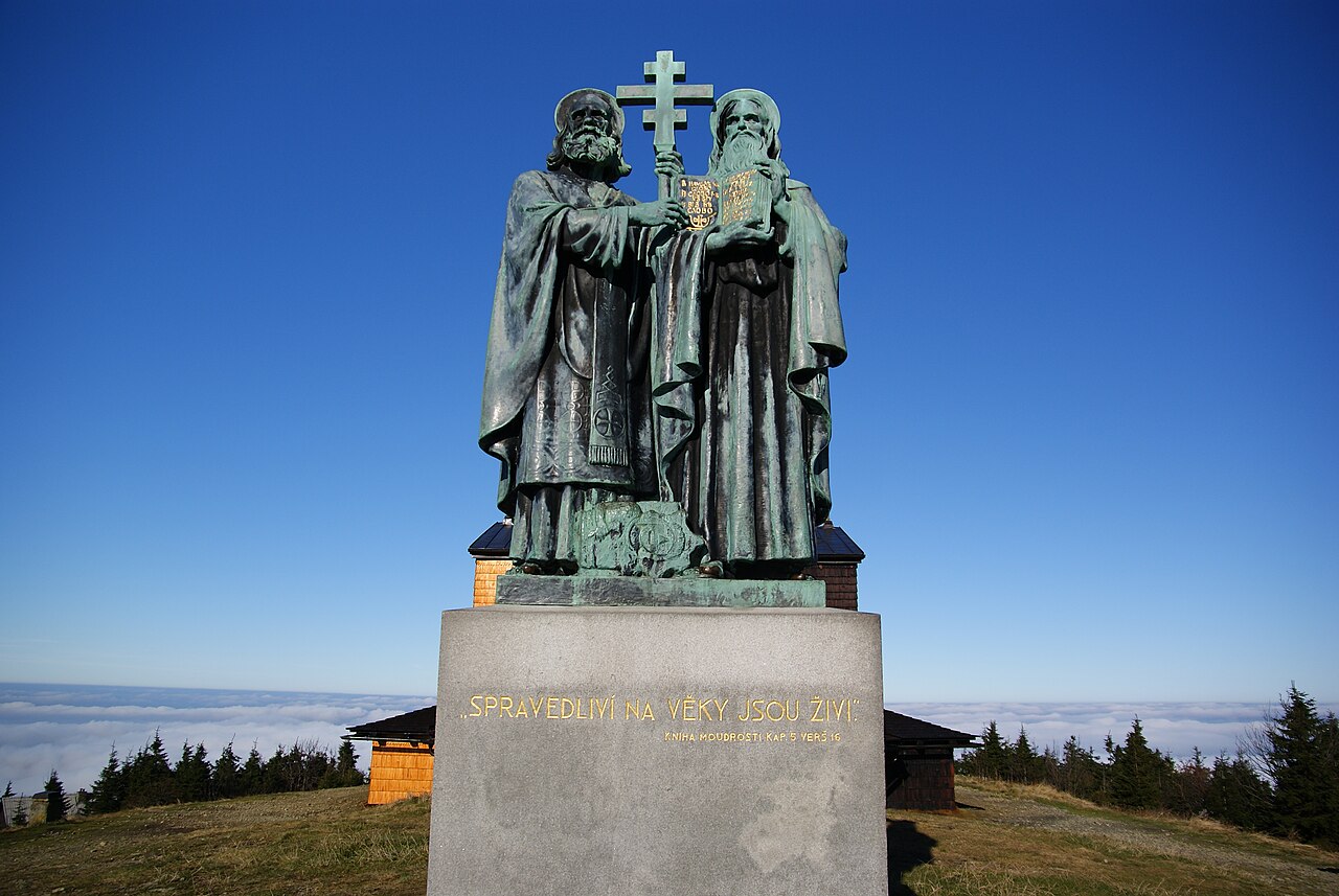 Statue of Saints Cyril and Methodius on Radhošť by Albin Polasek