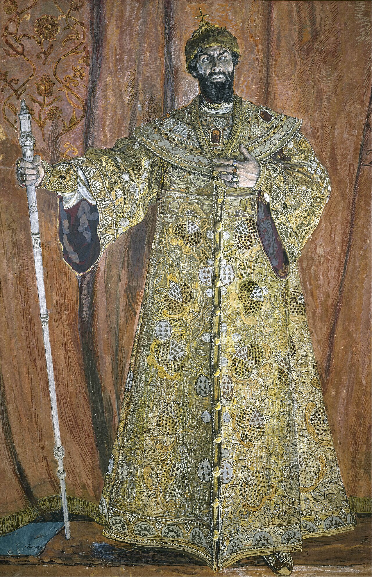 Fyodor Chaliapin in the Role of Boris Godunov by Aleksandr Golovin