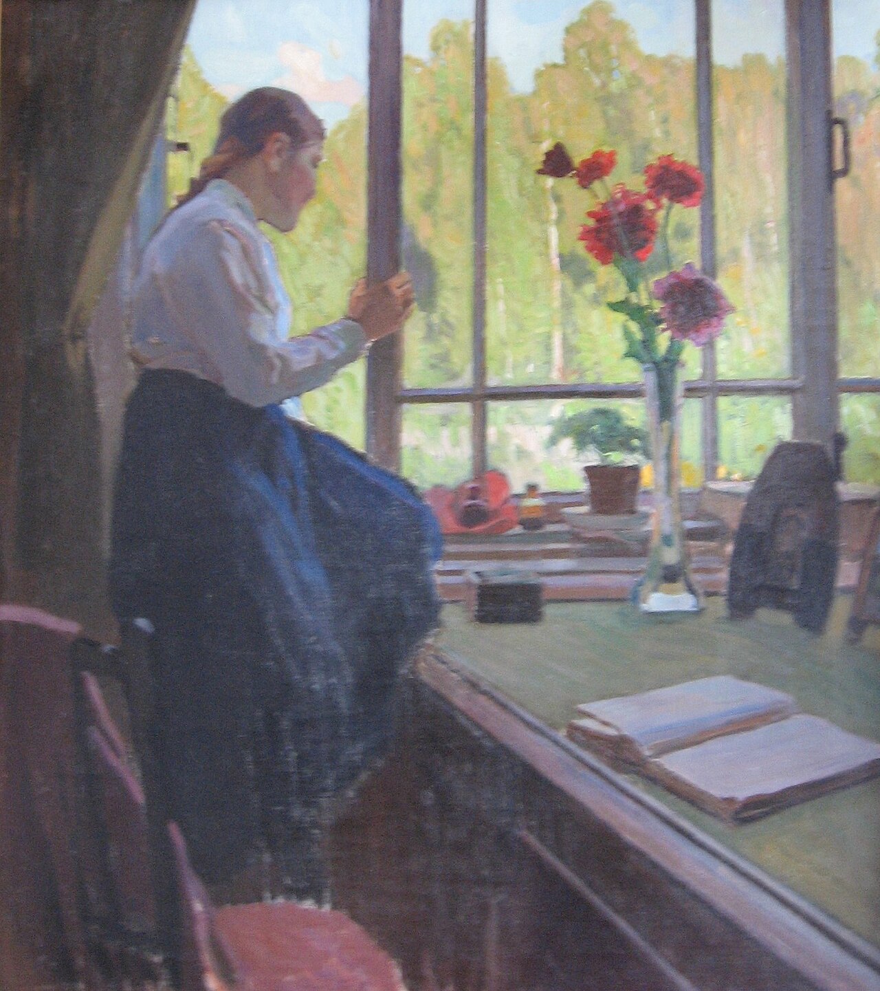 Daughter Tanya on a Windowsill by Aleksey Mikhaĭlovich Korin
