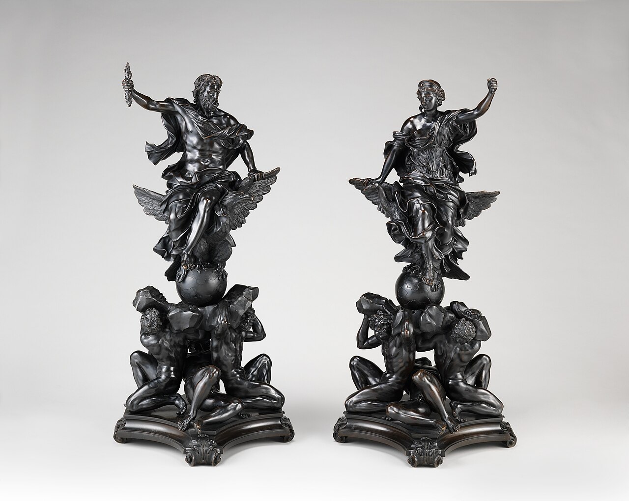 Sculpted Andirons by Alessandro Algardi