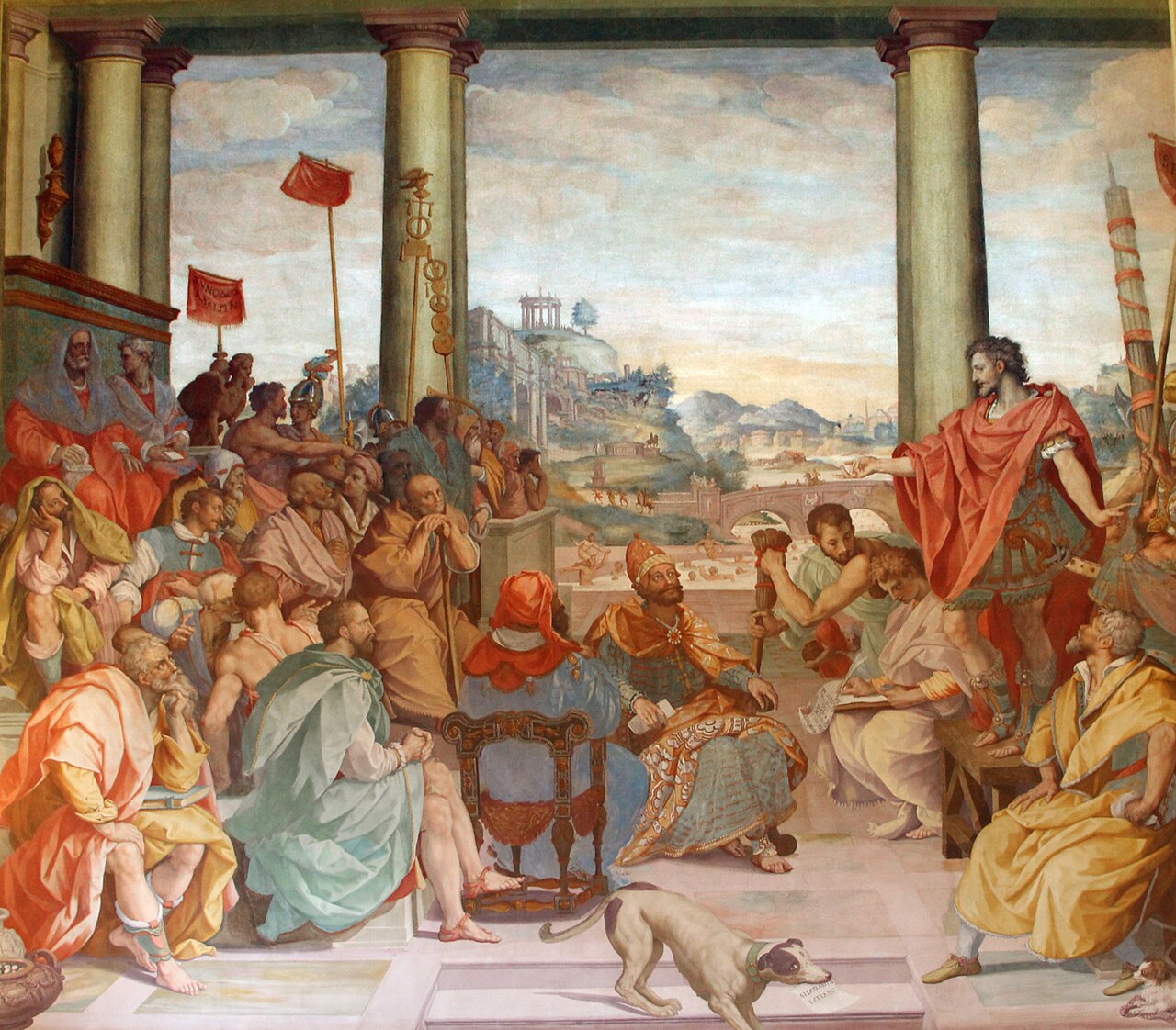 Consul Flaminius speaks to the Achaean Council by Alessandro Allori